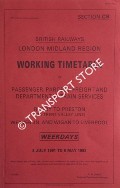 Working Timetable of Passenger, Parcels, Freight & Departmental train services - Section CB - Rugby to Preston (via Trent Valley Line); Weaver Jn. and Wigan to Liverpool - Weekdays, 8 July 1991 to 9 May 1992 by British Railways London Midland Region